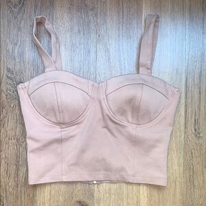 Shinestar Tan Crop Top with Structured Support